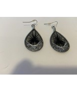 Fashion Jewelry Silver &amp; Black Sparkle 2&quot; Pierced Earrings New! - £5.06 GBP