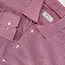 Eton Contemporary Dress Shirt Mens 39L/15.5x35 Slim Pink Salmon Striped Cutaway - $39.08