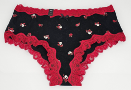 Torrid Curve Black Red Skull Roses  Lace Cotton Cheeky Panties Size 3 NEW - $19.79