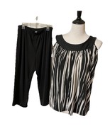 Vintage Undercover Wear Sz M Silky Pajama Set Black White Tank Top Capri... - $34.23 CAD