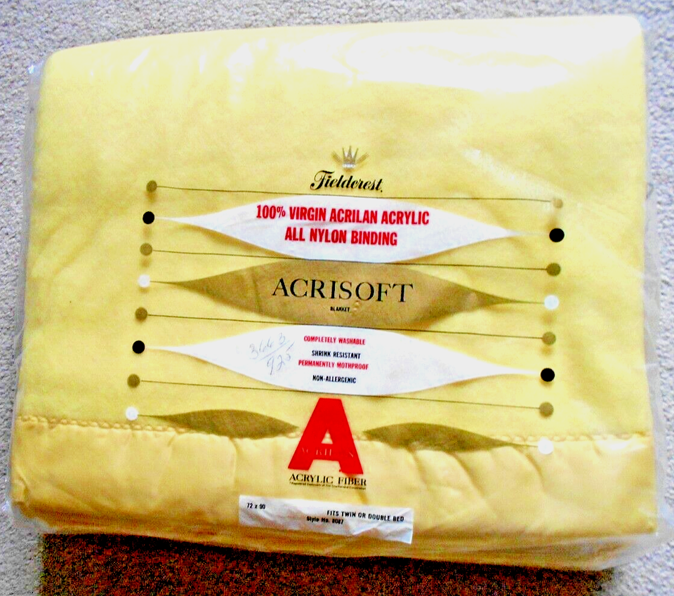 Fieldcrest 100% Virgin Acrilan Acrylic 72&quot;x90&quot; Blanket No. 8087 - $34.64