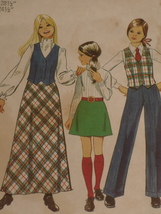 Simplicity Pattern 5223 Girls&#39; Maxi Mini Skirt, Vest &amp; Pants Size 10 Uncut 70&#39;s - £5.89 GBP