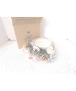 AVON 2001 AUTUMN FLOWERS PILLAR CANDLE HOLDER WITH WREATH SILK FLORALS NEW  - $278.21 MXN