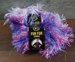 Lion Brand Fun Fur Yarn Cotton Candy Varigated 2 Skeins 1.75oz 64 Yard Bulky 5 - £10.96 GBP