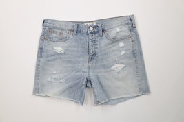 Madewell Womens Size 29 Distressed Button Fly Denim Jean Shorts Blue Cotton - $34.60