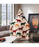 Wild Horses Comfy Hoodie Wearable Blanket Thick Sherpa 50&quot; x 70&quot; by Phyl... - £18.44 GBP