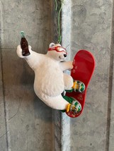 Vintage Hallmark Snowboarding Coca-Cola Bear Ornament - £11.19 GBP