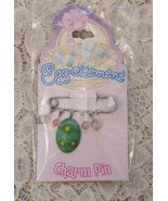 Cute Green Easter Egg Charm Pin or Brooch FREE SHIPPING - £6.86 GBP