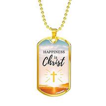 Express Your Love Gifts Happiness is Christ Psalm Necklace Engraved 18k Gold Dog - £55.35 GBP