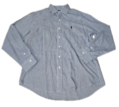 Ralph Lauren Shirt Custom Fit Checkered Pony Cotton Long Sleeve Mens XL black - £14.77 GBP