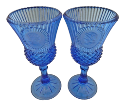 Cobalt Blue Fostoria for Avon Wine Water Goblets George and Martha Washington 2 - £15.48 GBP