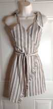 Shein Sleeveless Tie Straps Striped Wrap Dress Asymmetric Hemline Size S... - $12.34