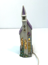 Holiday Easter Bunny&#39;s Country Village Church Vintage Light-up Pencil Figurine - £17.02 GBP