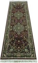 Short 8 feet Traditional Burgundy Runner Rugs Wool &amp; Silk High End New Fancy Rug - £553.45 GBP