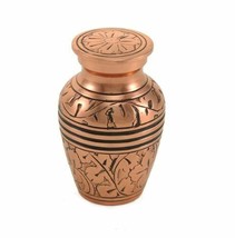 New, Solid Brass Copper Oak Keepsake Funeral Cremation Urn, 5 Cubic Inches - £48.70 GBP