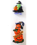 Lot of 2 Pins - Halloween Witch and Pumpkin Lapel Hat Pin October - £11.72 GBP