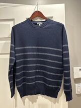 Peter Millar Men's CottonWool Sweater - Size M - Navy Stripe - $69.30