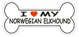 Love My Norwegian Elkhound Bumper Sticker or Helmet Sticker D2493 Dog Bone Decal - $1.39+