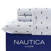 Nautica - 4PCS,Queen Sheet Set, Cotton Percale Bedding Set, Crisp &amp; Cool, Lightw - £67.12 GBP
