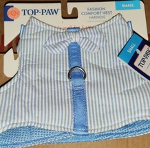 Top Paw Baby Blue White Stripe Soft Comfort Vest Bow Tie Dog Harness Siz... - $8.88