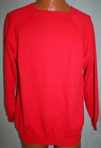 Vintage 80s Hanes Blank Red Cotton/Acrylic Raglan Sleeve Sweatshirt Xl Made Usa - £19.35 GBP