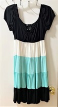 INC International Concept Peasant Dress Size Medium Turquoise Black White - £22.38 GBP