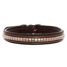 Silver Clinchered Padded Genuine Leather Heavy Duty Dog Collar - £32.53 GBP