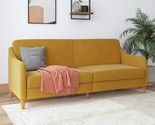 Mustard Yellow Linen Futon, Dhp Jasper Coil, Multi-Position Design. - $350.96