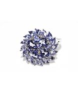 $395 .925 Sterling Silver 2.60CT Natural Purplish Blue Tanzanite Cluster Ring - $205.35