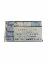 1987 Crosby Stills And Nash Ticket Stub, July 30 Seattle Center Coliseum - $12.00