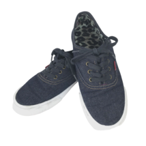 Levi Strauss Sz 8.5 Blue Denim Canvas Sneaker Tennis Shoe Walking Red Tab - £39.19 GBP