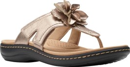 NEW CLARKS BROWN LEATHER  COMFORT  WEDGE SANDALS SIZE 8.5 W WIDE $89 - $82.43
