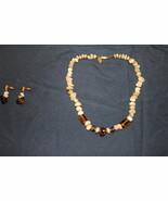MIRIAM HASKELL Demi MOP and Faux Tortoise Amber Necklace/Pierced Earrings - $299.00