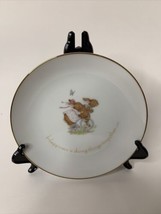 Vintage Bunny Porcelain Plate Happiness is Doing things Together Tiny Talk 1974 - £6.41 GBP