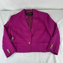 Vintage Louis Feraud Gold Button Lined Hot Pink Size 10 Blazer West Germ... - £28.80 GBP