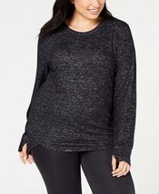 Cuddl Duds Womens Plus Size Soft-Knit Long-Sleeve Top,2X,Marled Dark Charcoal - £30.89 GBP