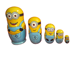 Minions Nesting Doll/Handmade/5-pc L Set/7&quot; Tall/Russia/NEW!FREE Ship In Us - $31.08