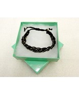 Braided Fabric Bracelet, Black w/Box Chain Rhinestones, Adjustable, #JWL... - $178.85 MXN