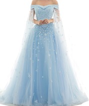 Kivary Lace Long A Line Formal Prom Dresses Evening Gowns Custom Made Light Blue - £229.48 GBP