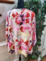 Maggie Barnes Women&#39;s Multicolor Floral Linen Long Sleeve Hook Front Jacket 2X - £25.96 GBP