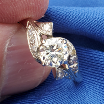 Earth mined Diamond European Deco Engagement Ring 0.84 ct. Vintage 14k Solitaire - $8,757.03 CAD