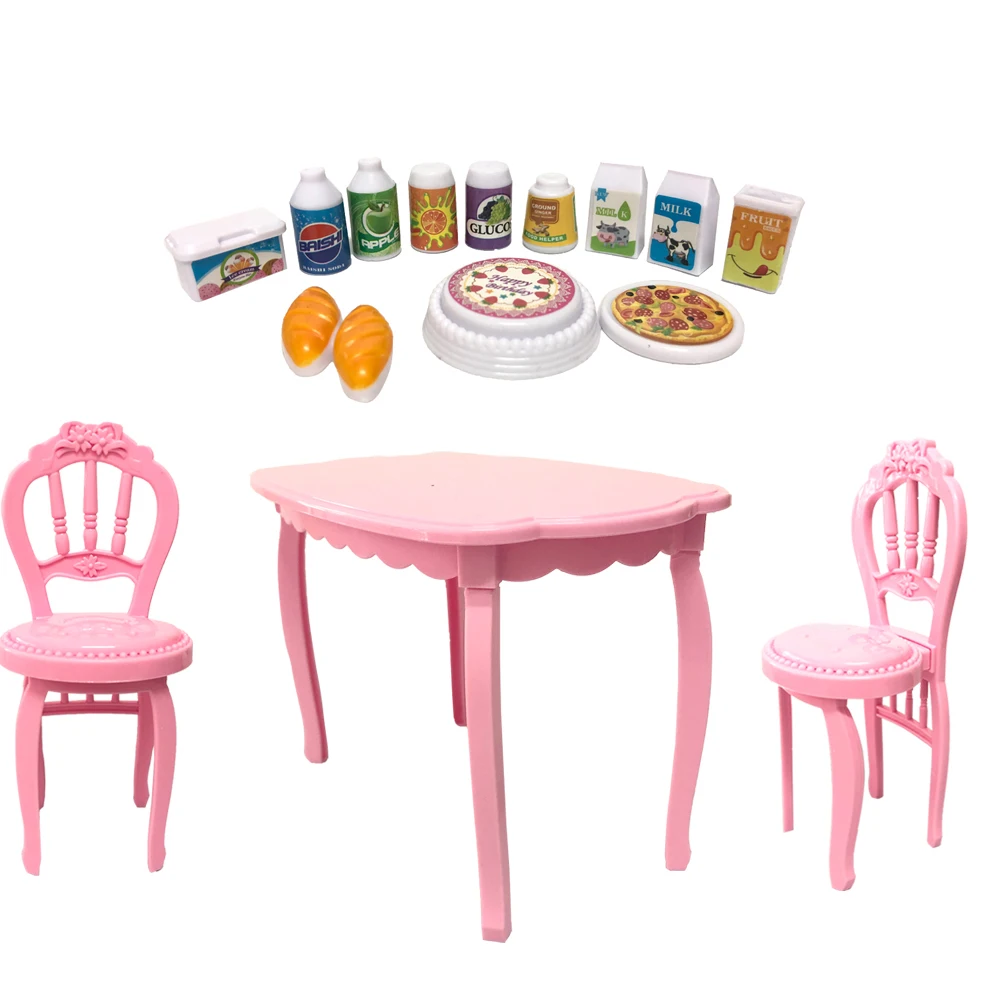 Play NK Mix Doll Play Mini Mirror Bed Table Kitchen Fridge For Barbie Accessorie - £22.98 GBP