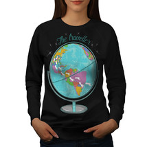 Wellcoda Globe Traveller Womens Sweatshirt, World Map Casual Pullover Jumper - £23.10 GBP+