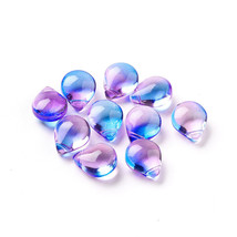 10 Teardrop Beads Glass Purple Blue Mermaid Tears Jewelry Supplies 12mm Supplies - $4.63