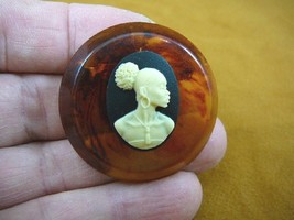 (CA10-73) RARE African American LADY ivory + black CAMEO bakelite Pin Pendant - £34.38 GBP