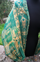 Handmade Women Scarf Shawl Wrap Green Beaded Large Cover Up Dress Shrug ... - £16.21 GBP