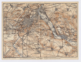 1929 ANTIQUE MAP OF VICINITY OF STUTTGART ESSLINGEN BADEN-WÜRTTEMBERG / ... - $25.50