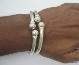 ethnic tribal silver bracelet bangle kada pair rajasthan india - £154.31 GBP