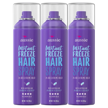 3 PACK Aussie Instant Freeze Hairspray with Jojoba &amp; Sea Kelp, Strong Hold 7oz - £39.32 GBP