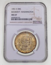 1951-S 50C Booker T.Washington Andenken Halb Dollar NGC MS-67 - £535.44 GBP